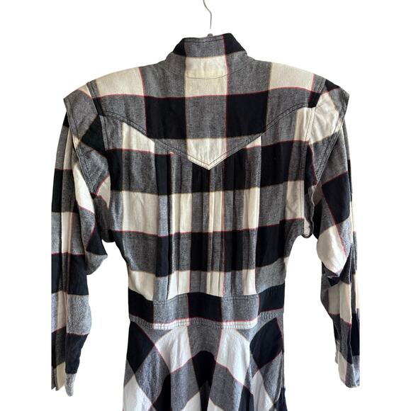 Vintage d.Frank Black and White Plaid 100% Cotton Midi Dress Size 10 - Picture 7 of 9